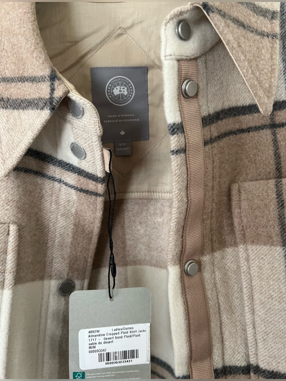 Canada Goose Almandine Cropped Plaid Shirt Jacket - Picture 7 of 9